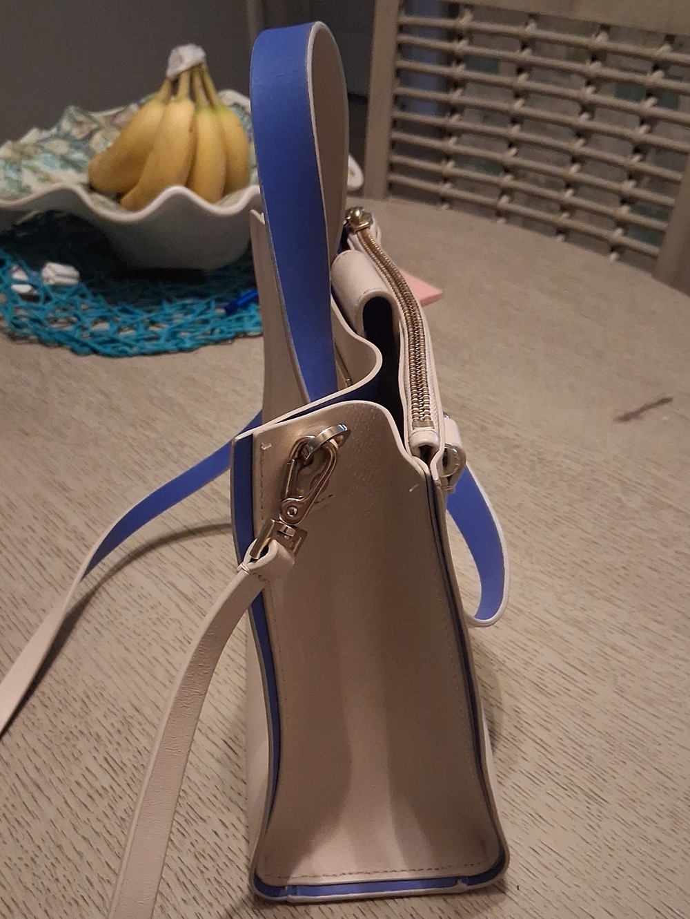 kate spade Cream & Blue Trim Purse.  NO BUNDLE DISCOUNT. FIRM PRICE - Picture 5 of 12